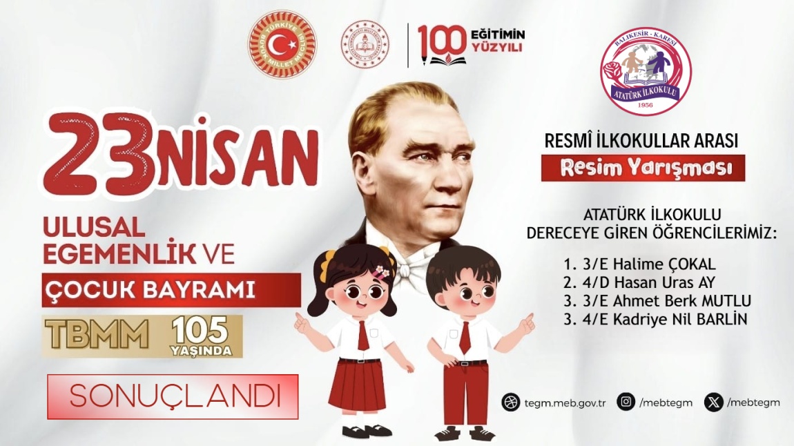 23 NİSAN ULUSAL EGEMENLİK VE ÇOCUK BAYRAMI KONULU RESİM YARIŞMASI SONUÇLARI